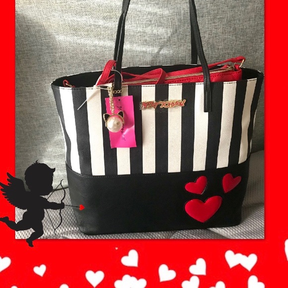 Betsey Johnson 2 in 1 Striped Heart Large Tote ❤️ - Picture 8 of 8